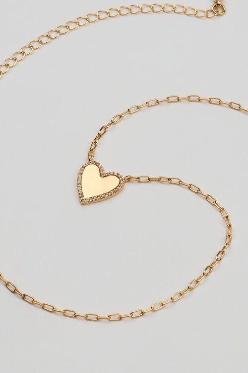 Garage Collier à Chaîne à Maillons Style Trombone à Cœur Orné De Pierres