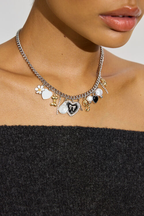 garage Collier rétro à breloques de cœurs et de perles