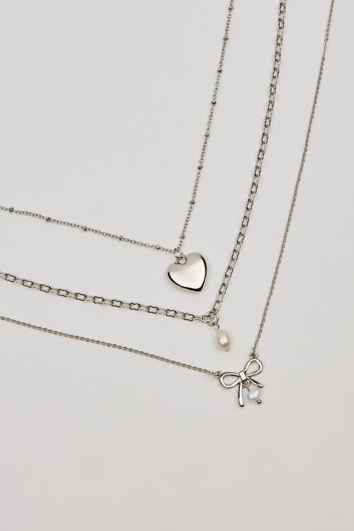 Garage Ensemble De 3 Colliers à Boucle Perle Et Cœur