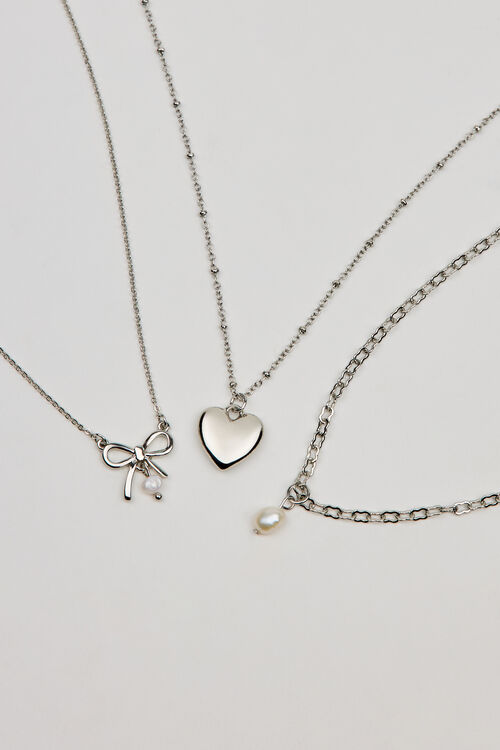 garage Ensemble de 3 colliers à boucle perle et cœur
