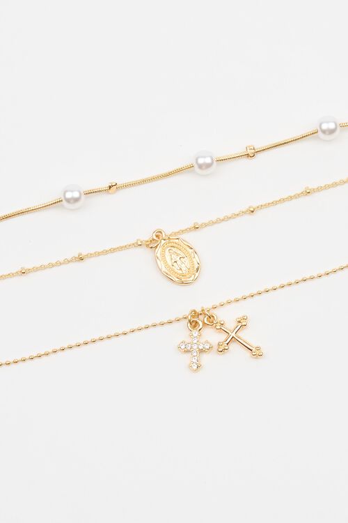 Garage Ensemble De 3 Colliers à Perles Croix Et Pendentif