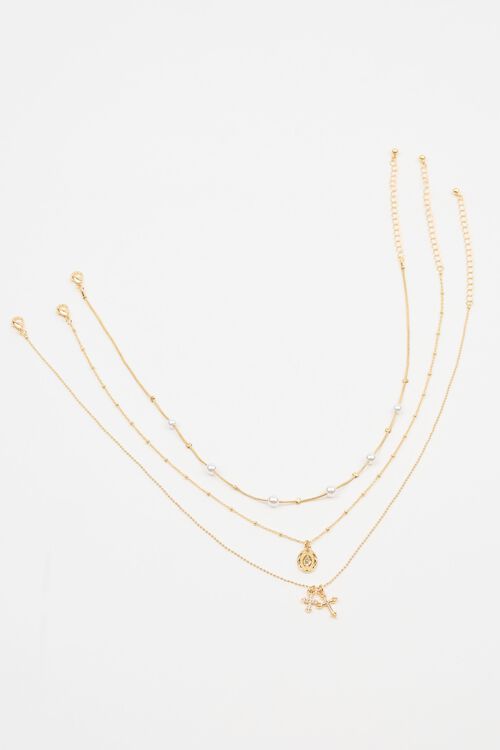 Garage Ensemble De 3 Colliers à Perles Croix Et Pendentif