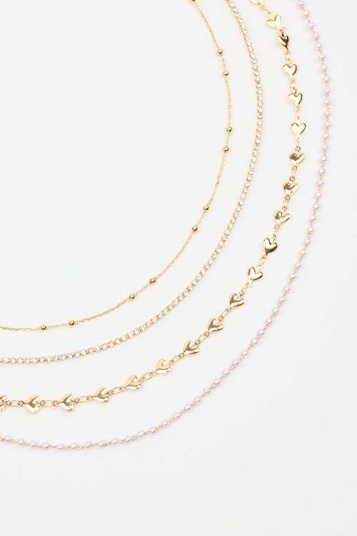 Garage Ensemble De 4 Chaînes Avec Cœurs Perles Et Pierres