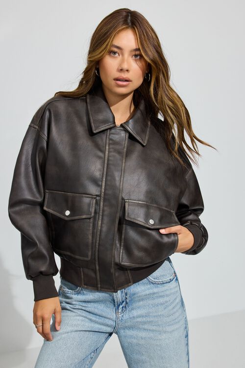 Garage Blouson Vintage En Faux Cuir