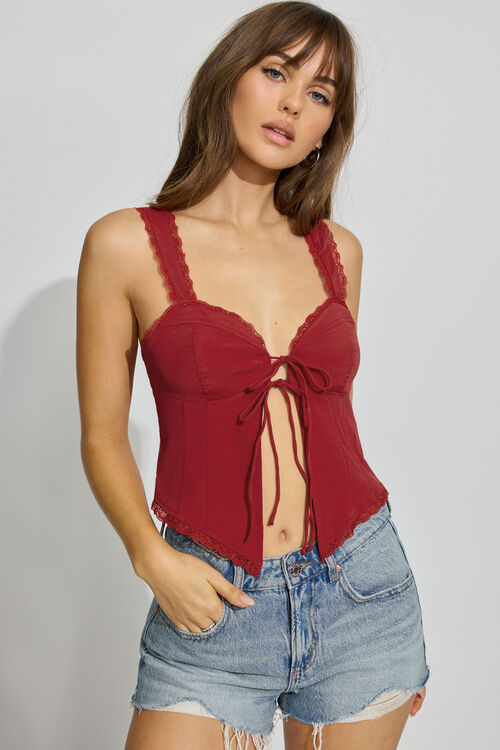 garage Camisole ouverte avec bordure en dentelle