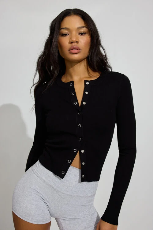 Garage Cardigan à Col Rond Et Boutons-pression