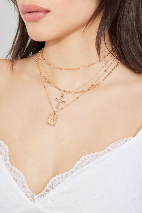 garage Ensemble de 4 colliers à croix et rose