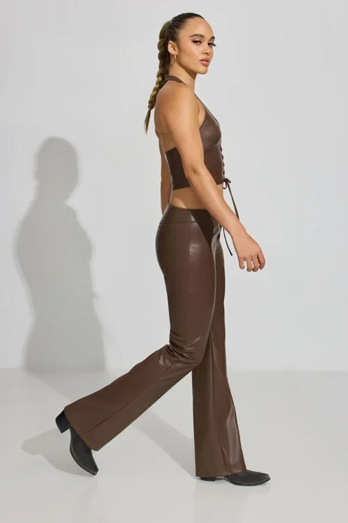 Garage Pantalon En Faux Cuir à Jambe évasée