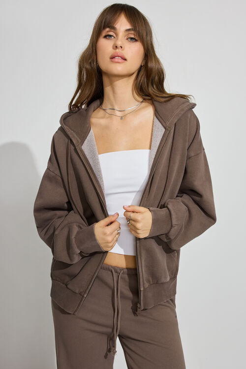 garage Haut à capuchon en tissu UltraFleece à fermeture éclair pleine longueur