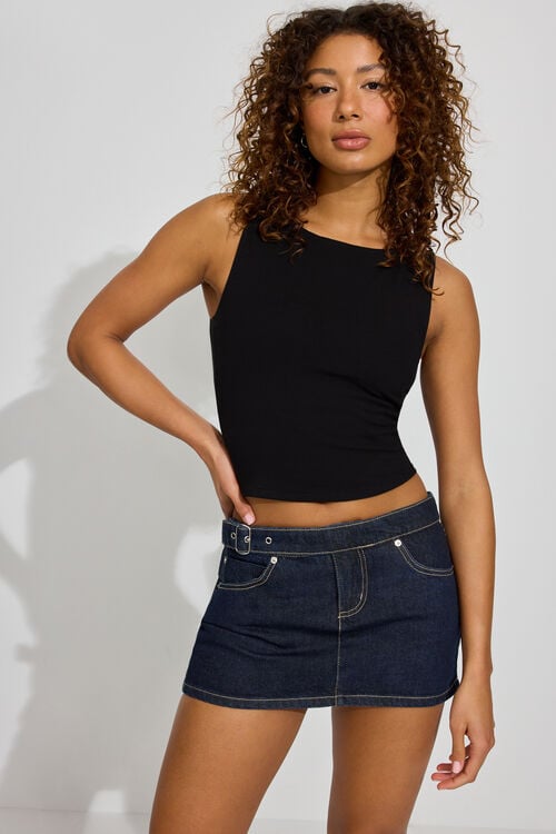 garage Jupe-short ultra-courte en denim avec ceinture