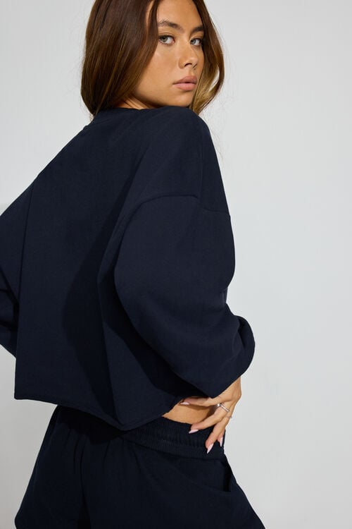 Garage Sweatshirt SoftTerry à Col Rond Et Ourlet Coupé