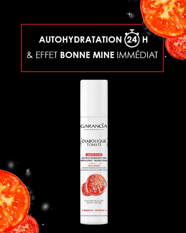 garancia [ DIABOLIQUE TOMATE ] CRÈME RICHE - Soin 3 en 1 aux actifs autohydratant 24H repulpant effet bonne mine immédiat