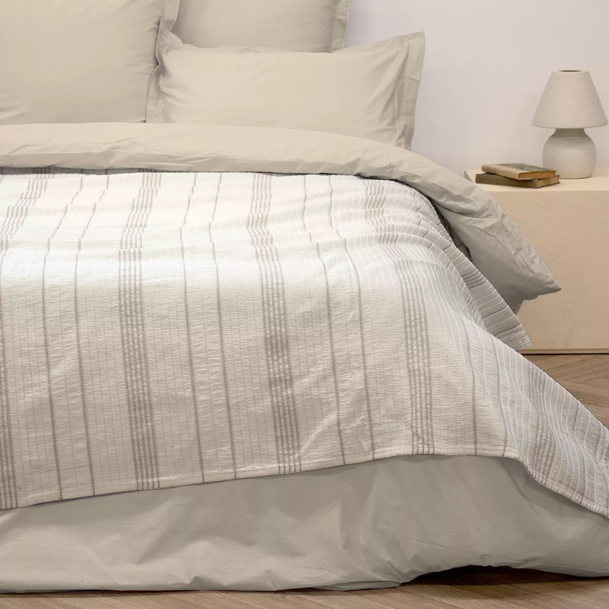 Garnier Thiebaut Couvre-lit Pur Coton Coloris Blanc Blanc Gordes Blanc