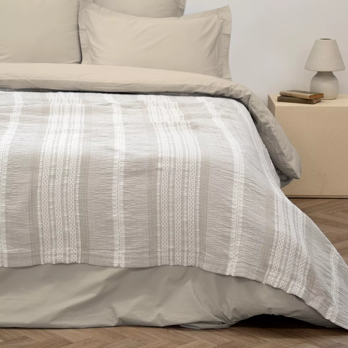 Garnier Thiebaut Couvre-lit Pur Coton Coloris Blanc Naturel Luberon Naturel