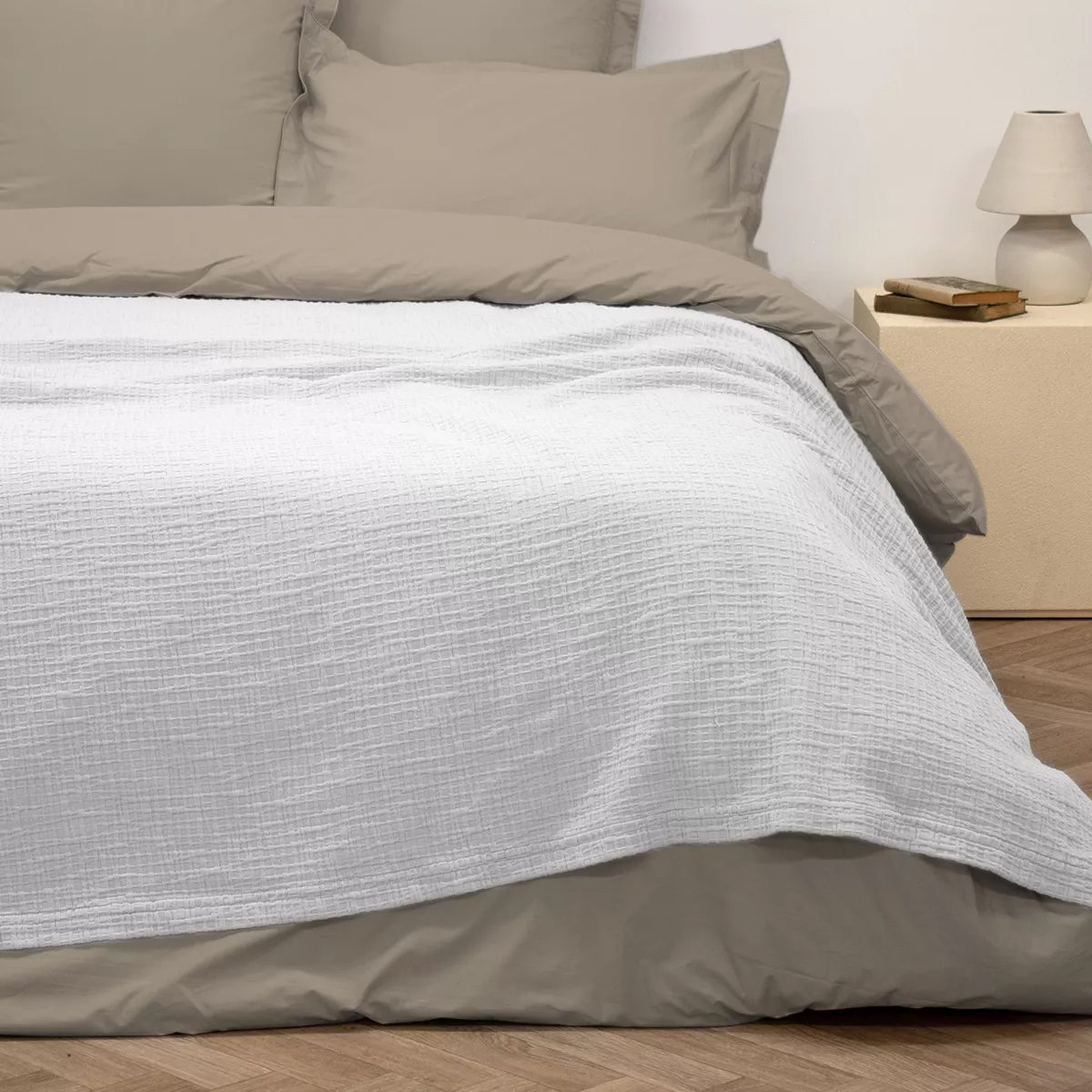garnier thiebaut Couvre-lit pur coton coloris blanc neige Zoa neige