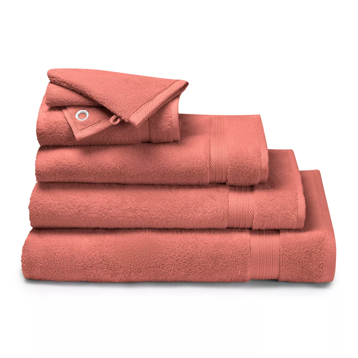 Garnier Thiebaut Drap De Douche Pur Coton 550 G/m² Coloris Rose Corail Elea Corail