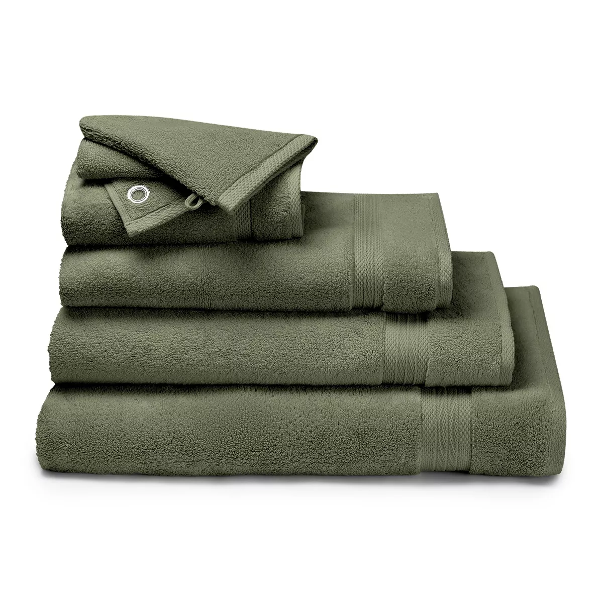 Garnier Thiebaut Drap De Douche Pur Coton 550 G/m² Coloris Vert Kaki Elea Kaki