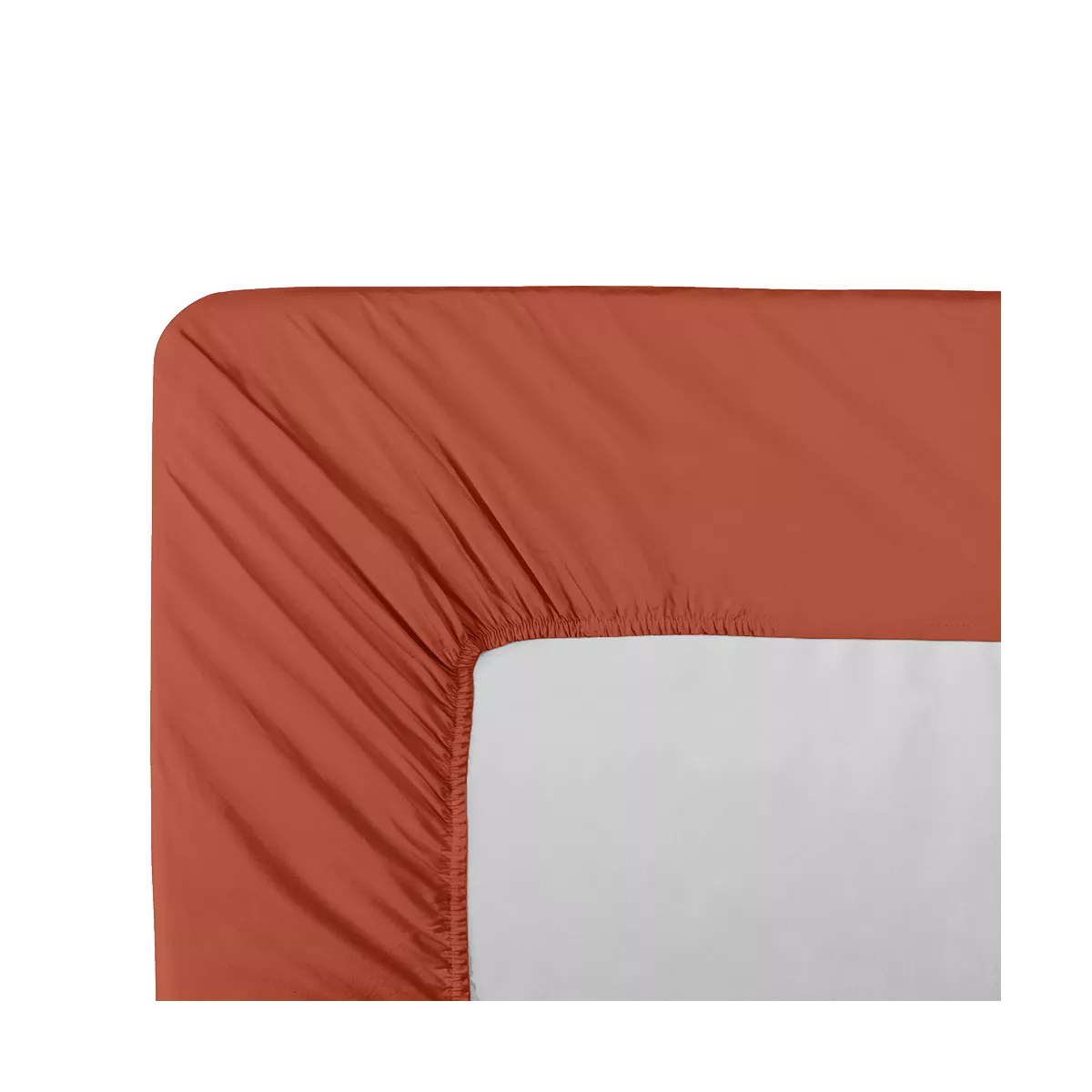 Garnier Thiebaut Drap Housse B30 Percale De Coton 90 Fils/cm² Coloris Orange Rouille Olana Rouille