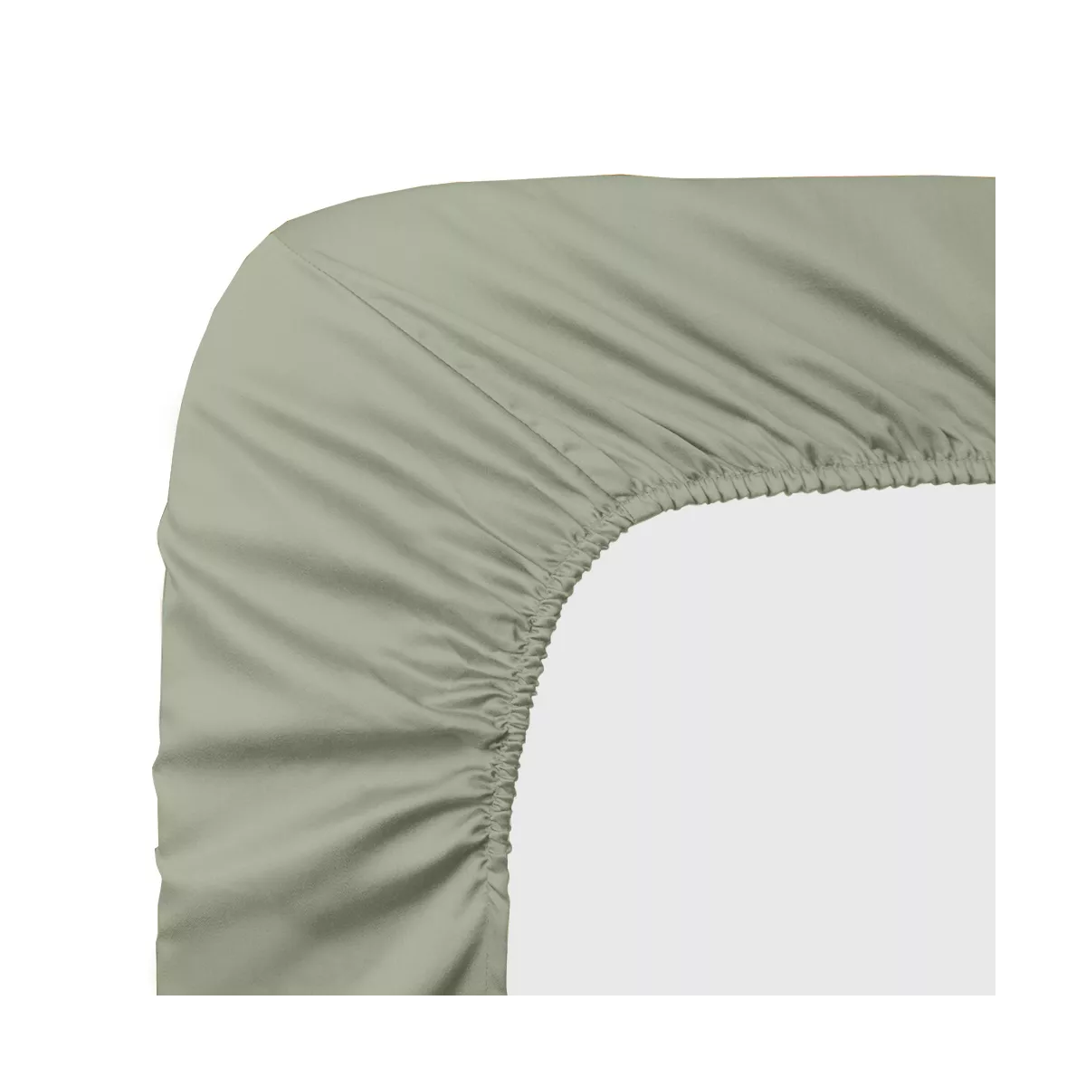garnier thiebaut Drap housse b30 satin de coton 120 fils/cm² coloris vert lichen Ava uni lichen