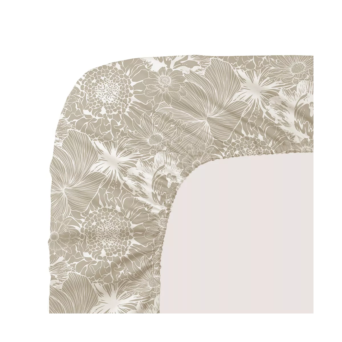 garnier thiebaut Drap housse b30 satin de coton 120 fils/cm² coloris blanc white Flower power white