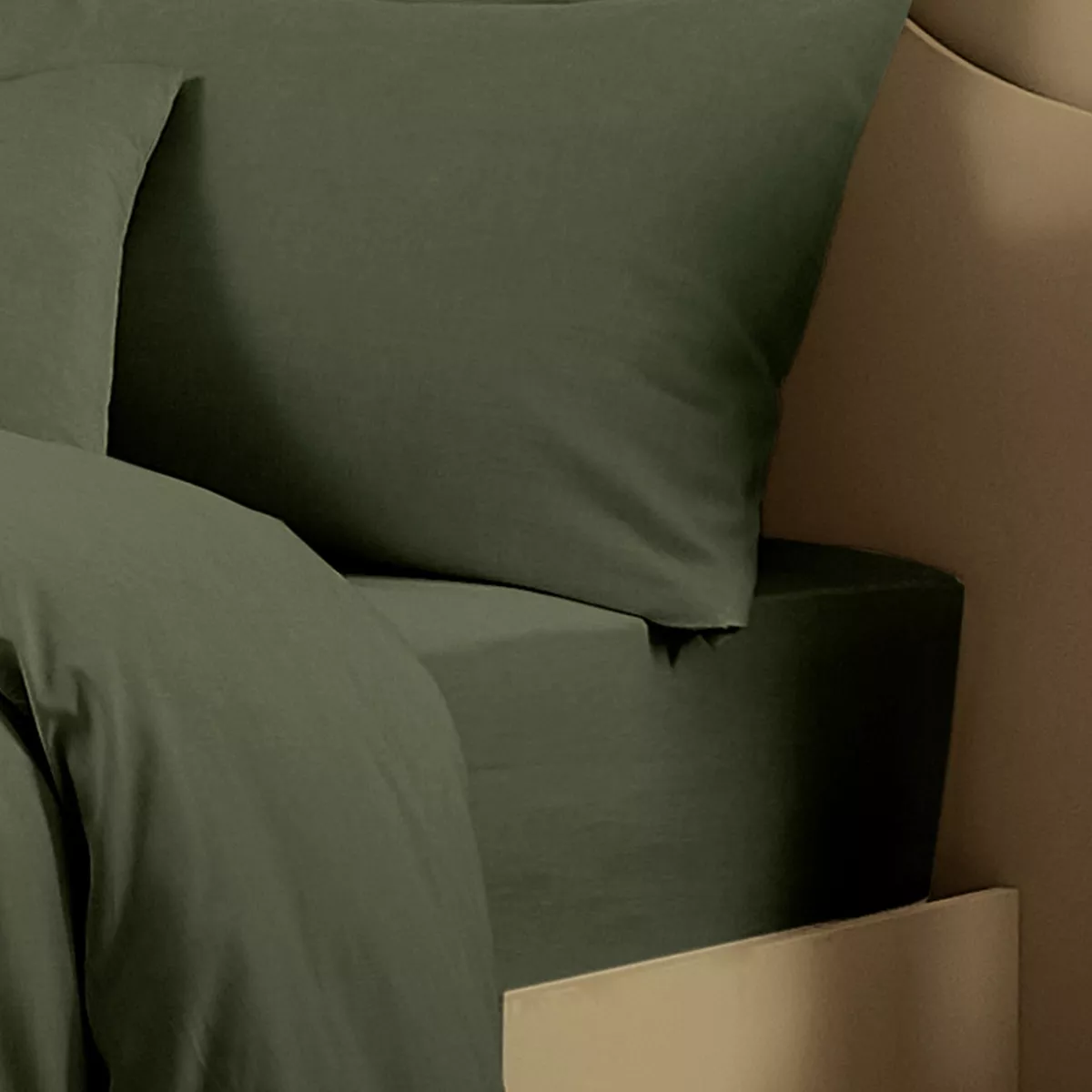 garnier thiebaut Drap housse b35 métis lin & coton coloris vert kaki Le metis francais kaki