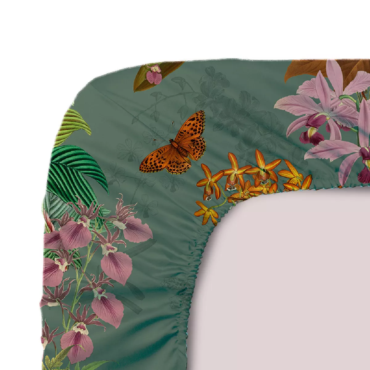 garnier thiebaut Drap housse b35 percale de coton 80 fils/cm² coloris gris gris Nuit d orchidees gris