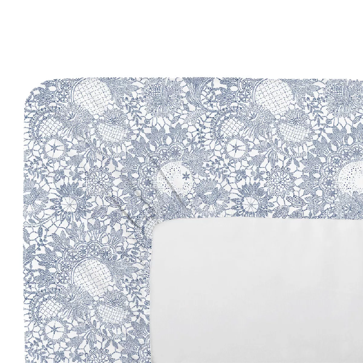 garnier thiebaut Drap housse b35 percale de coton 80 fils/cm² coloris bleu marine Guipures marine