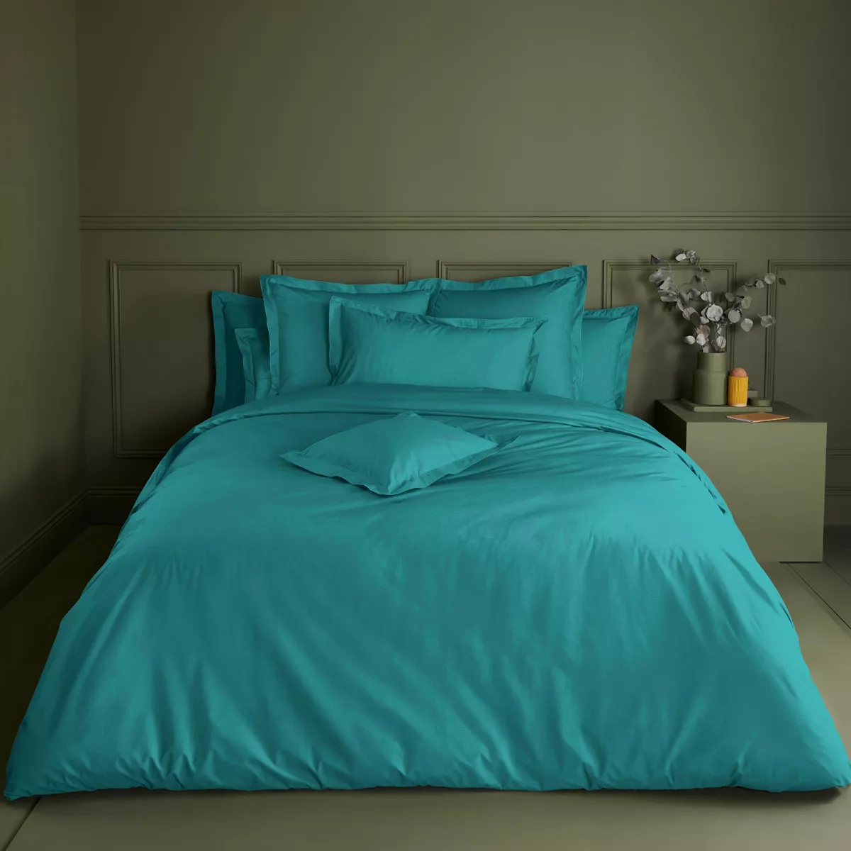 Garnier Thiebaut Drap Housse B40 Percale De Coton 90 Fils/cm² Coloris Vert Emeraude Olana Emeraude