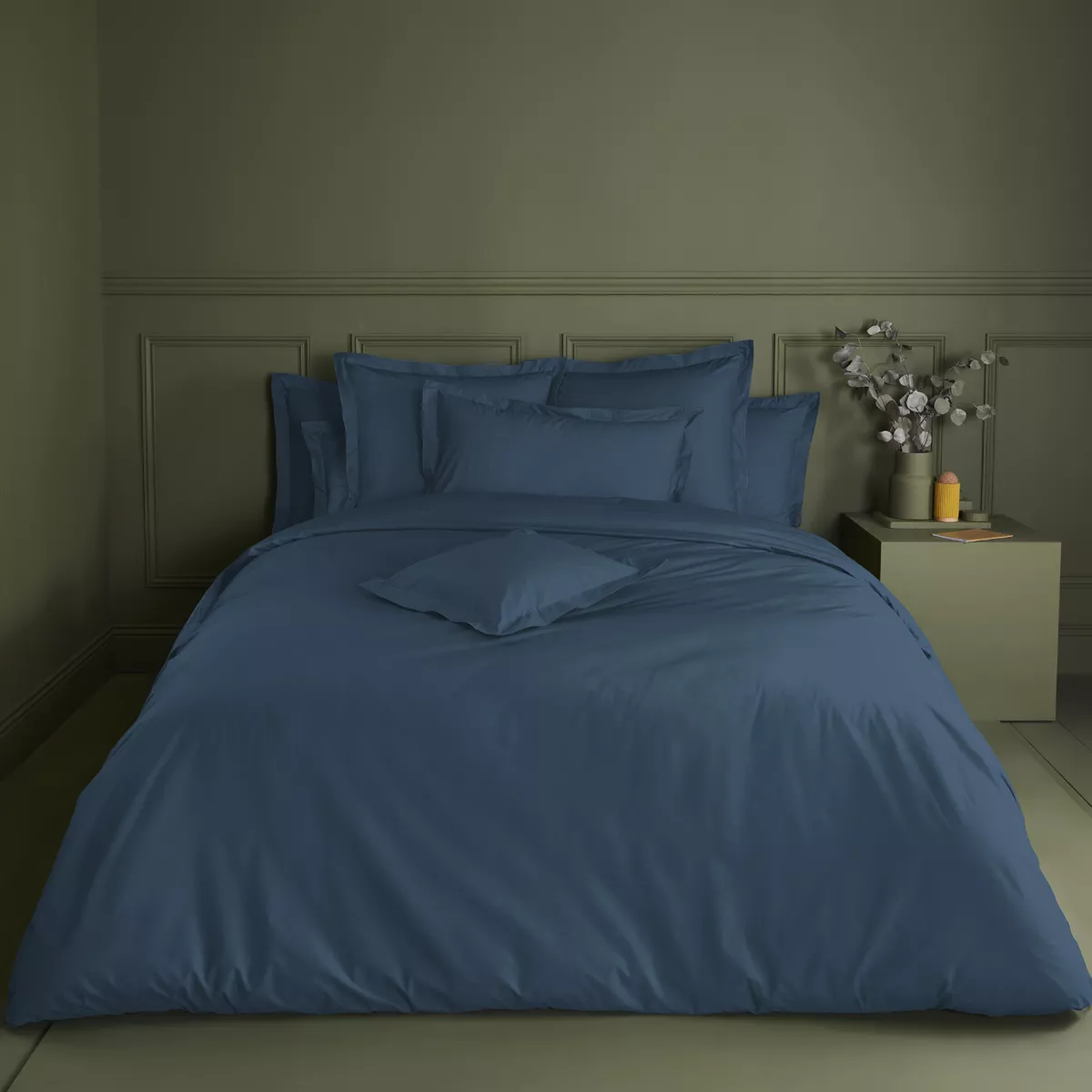 Garnier Thiebaut Drap Housse B40 Percale De Coton 90 Fils/cm² Coloris Bleu Ocean Olana Ocean
