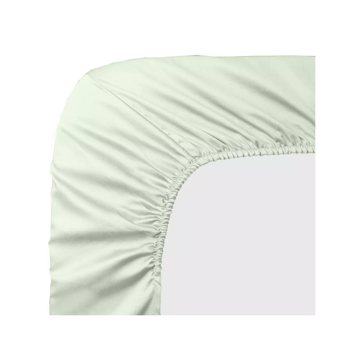 garnier thiebaut Drap housse b40 satin de coton 120 fils/cm² coloris vert vert d'eau Ava uni vert d'eau
