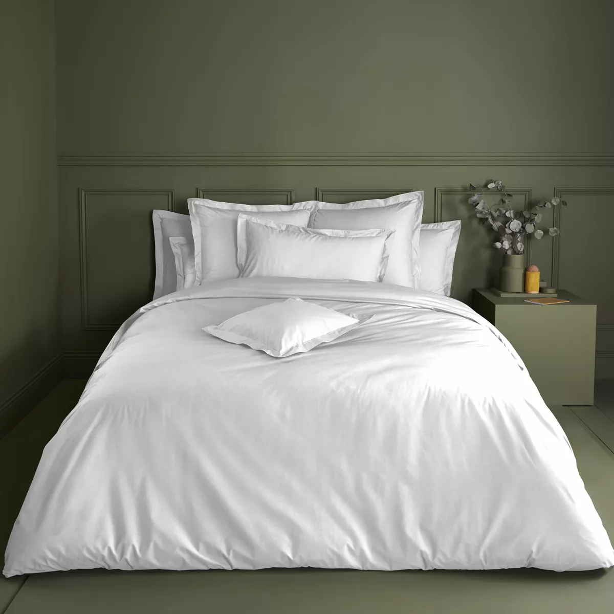 Garnier Thiebaut Drap Housse B46 Percale De Coton 90 Fils/cm² Coloris Blanc Blanc Olana Blanc