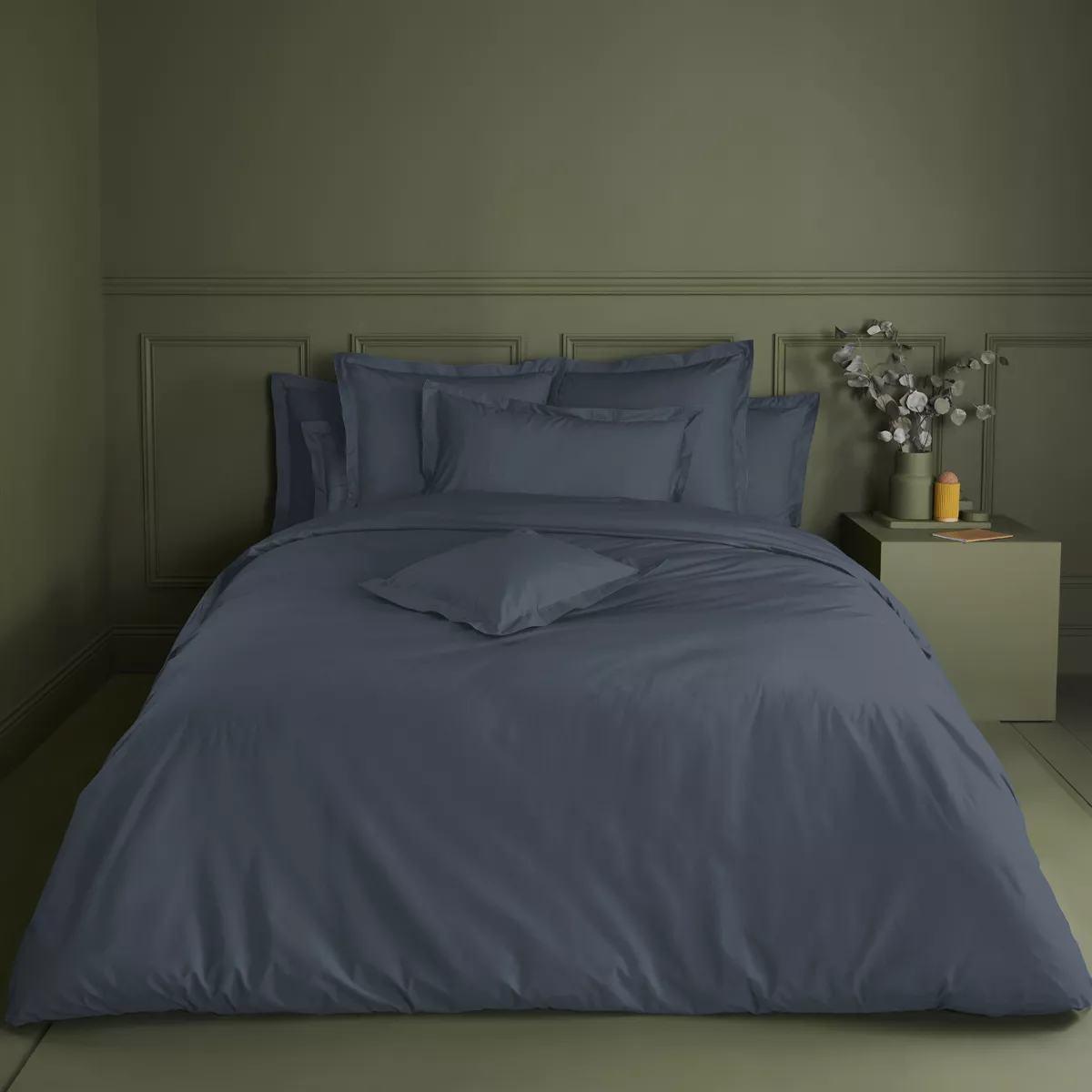 Garnier Thiebaut Drap Housse Duo Percale De Coton 90 Fils/cm² Coloris Bleu Bleu Olana Bleu