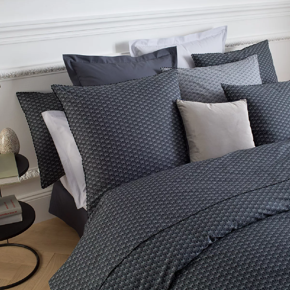 Garnier Thiebaut Drap Plat Percale De Coton 80 Fils/cm² Coloris Anthracite Graphite Osaka Graphite