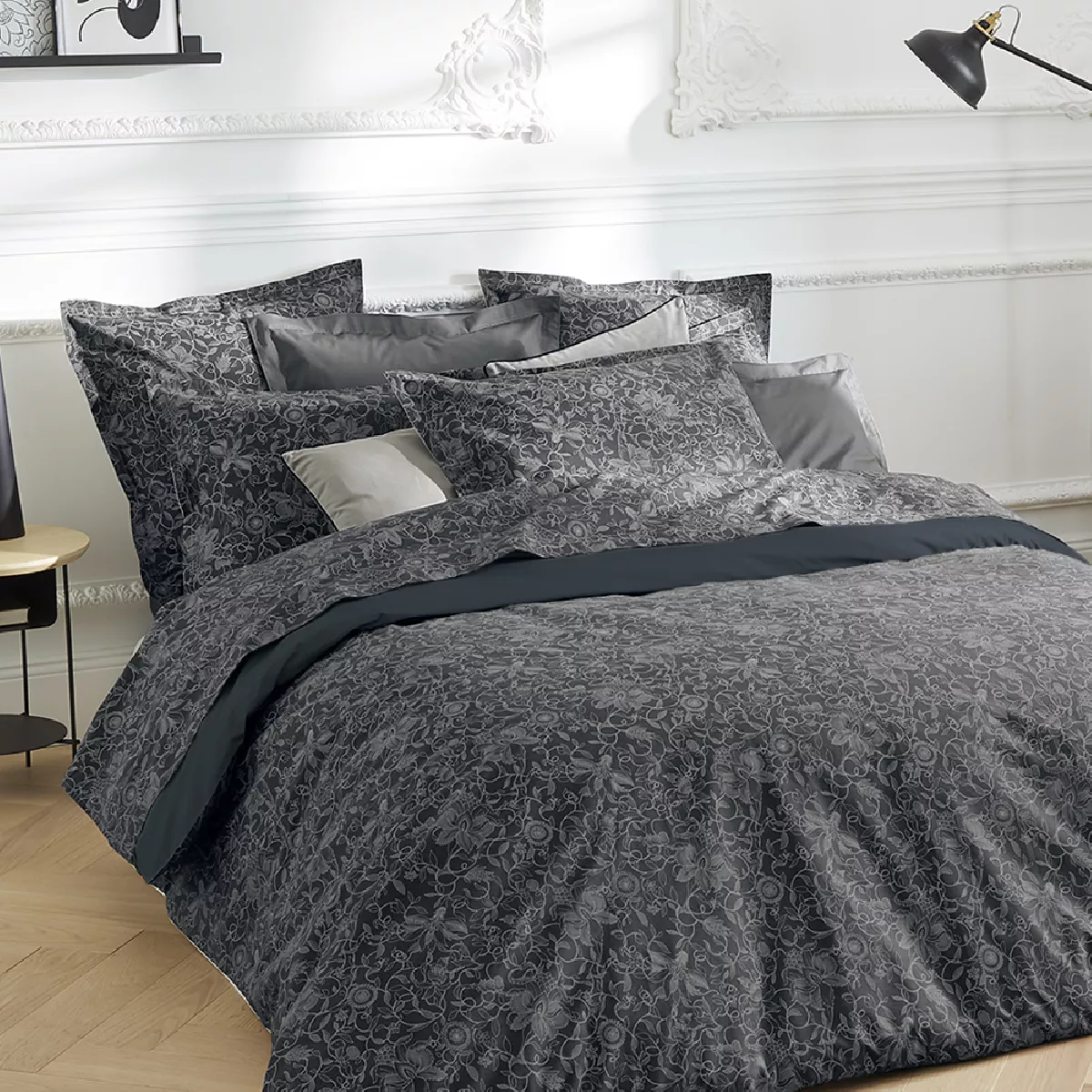 Garnier Thiebaut Drap Plat Percale De Coton 80 Fils/cm² Coloris Bleu Nocturne Reve Noir Nocturne