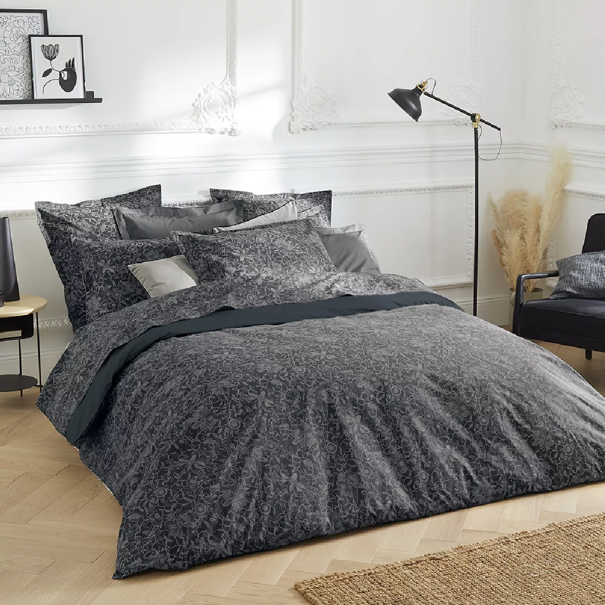 Garnier Thiebaut Drap Plat Percale De Coton 80 Fils/cm² Coloris Bleu Nocturne Reve Noir Nocturne