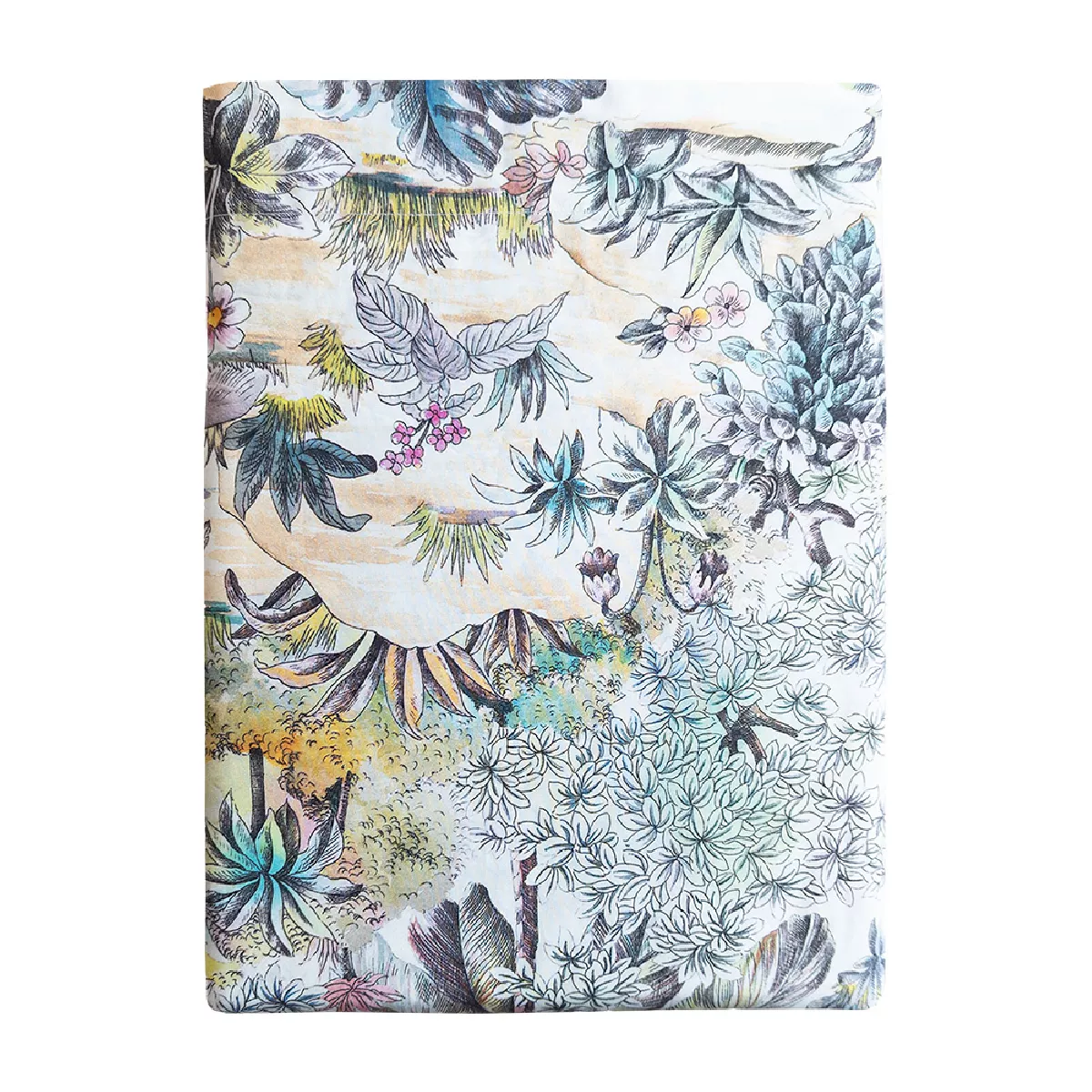 garnier thiebaut Drap plat percale de coton 80 fils/cm² coloris multicolore blanc Oasis blanc