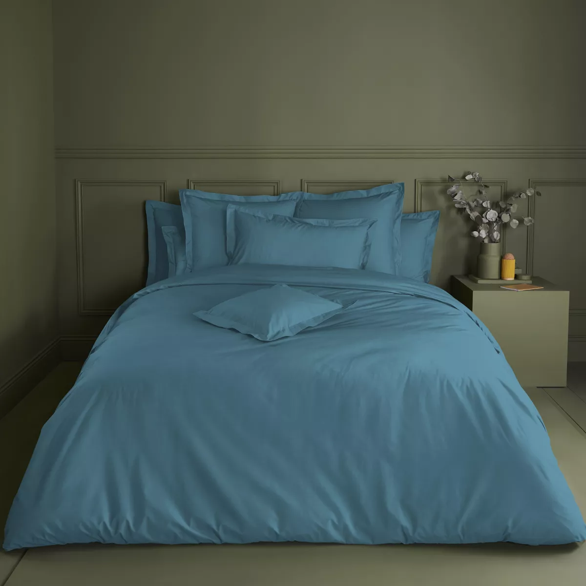 Garnier Thiebaut Drap Plat Percale De Coton 90 Fils/cm² Coloris Bleu Petrole Olana Petrole