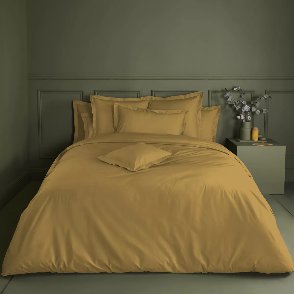 Garnier Thiebaut Drap Plat Percale De Coton 90 Fils/cm² Coloris Jaune Safran Olana Safran