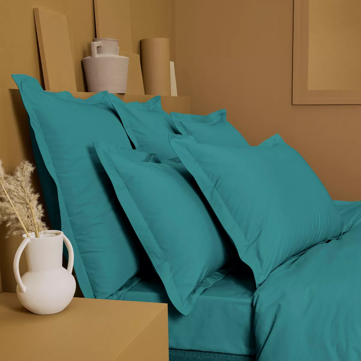 Garnier Thiebaut Drap Plat Percale De Coton 90 Fils/cm² Coloris Vert Emeraude Olana Emeraude