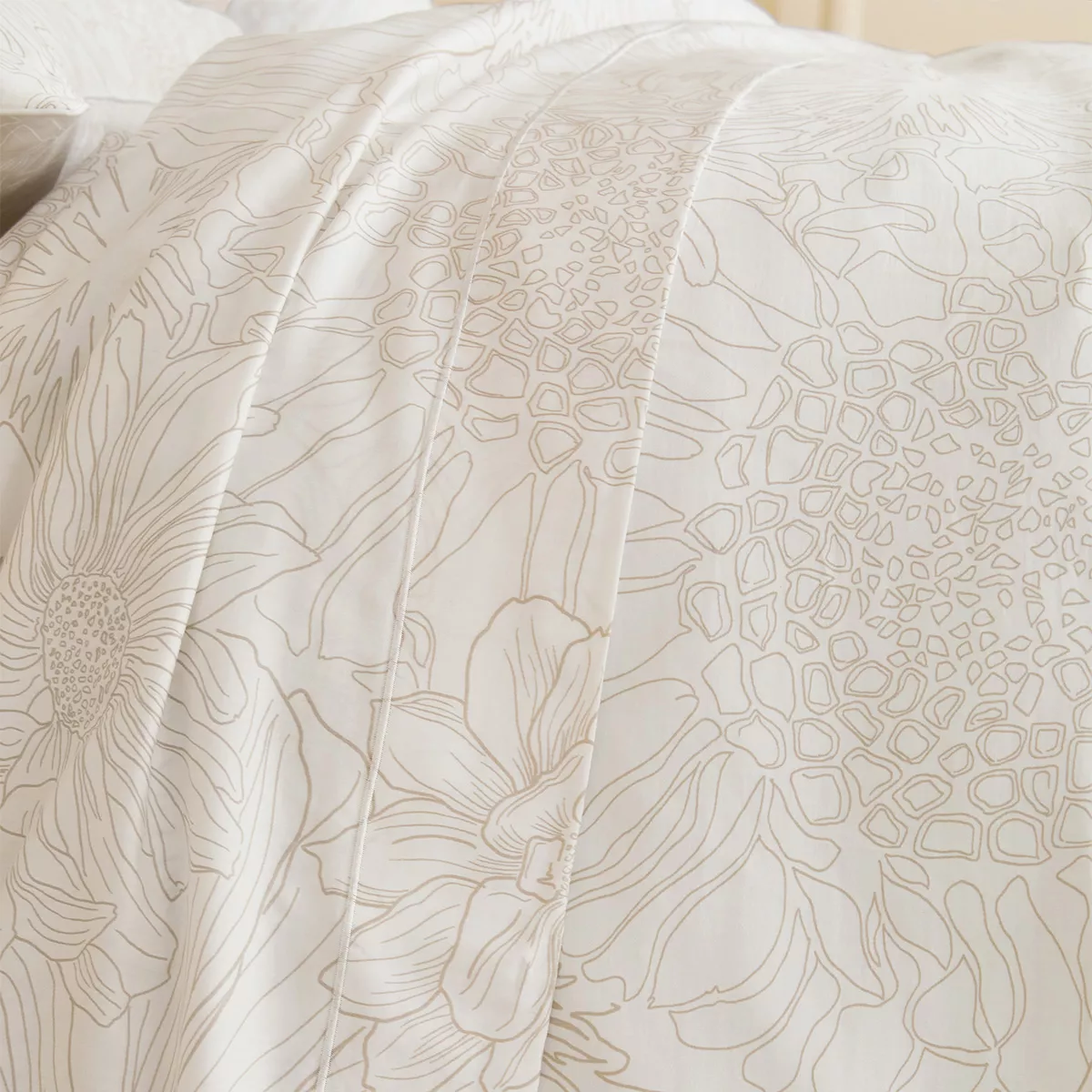 Garnier Thiebaut Drap Plat Satin De Coton 120 Fils/cm² Coloris Blanc White Flower Power White