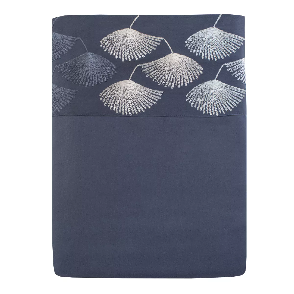 garnier thiebaut Drap plat satin de coton 120 fils/cm² coloris bleu bleu nuit Pistil bleu nuit