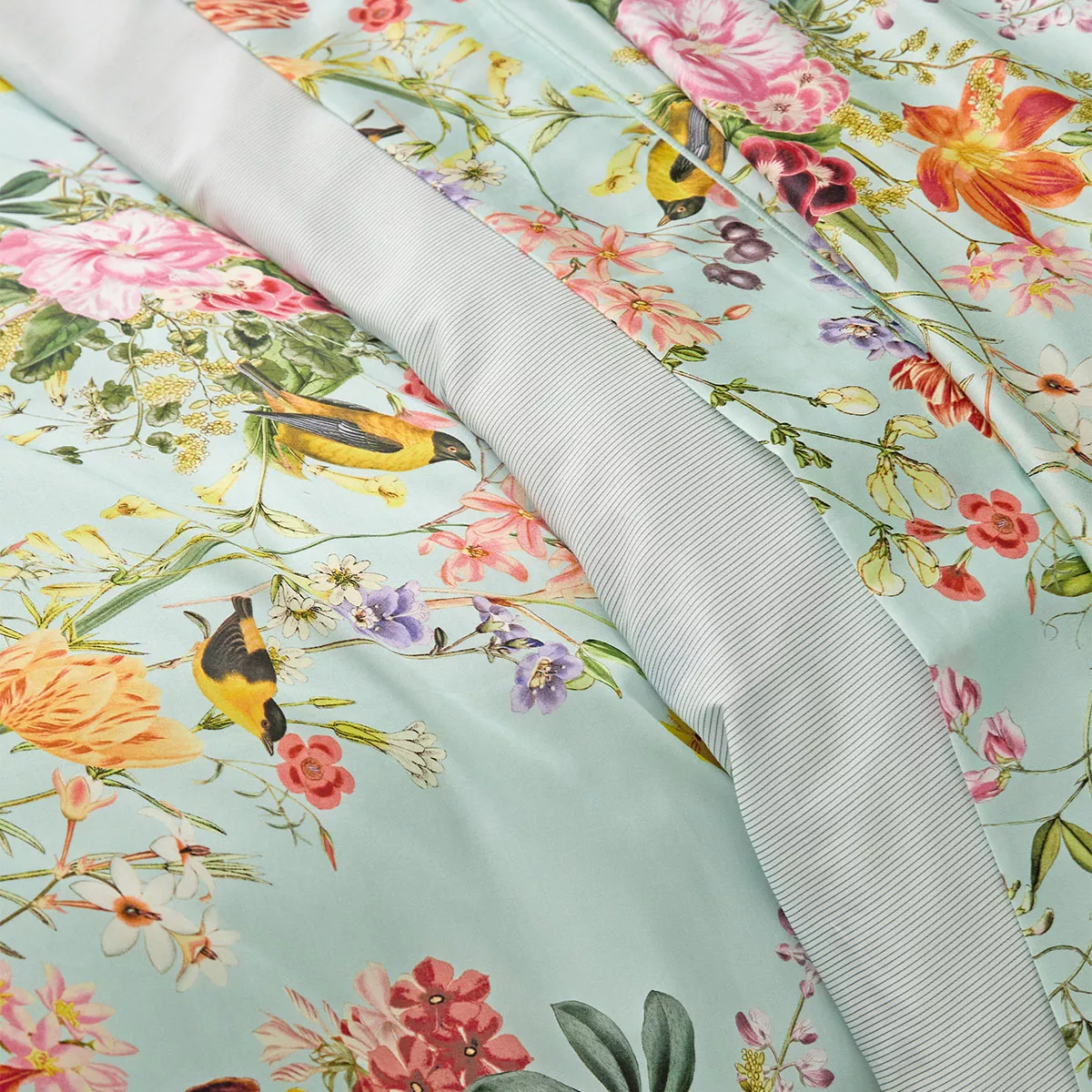 Garnier Thiebaut Drap Plat Satin De Coton 120 Fils/cm² Coloris Multicolore Vert D'eau Primavera Vert D'eau