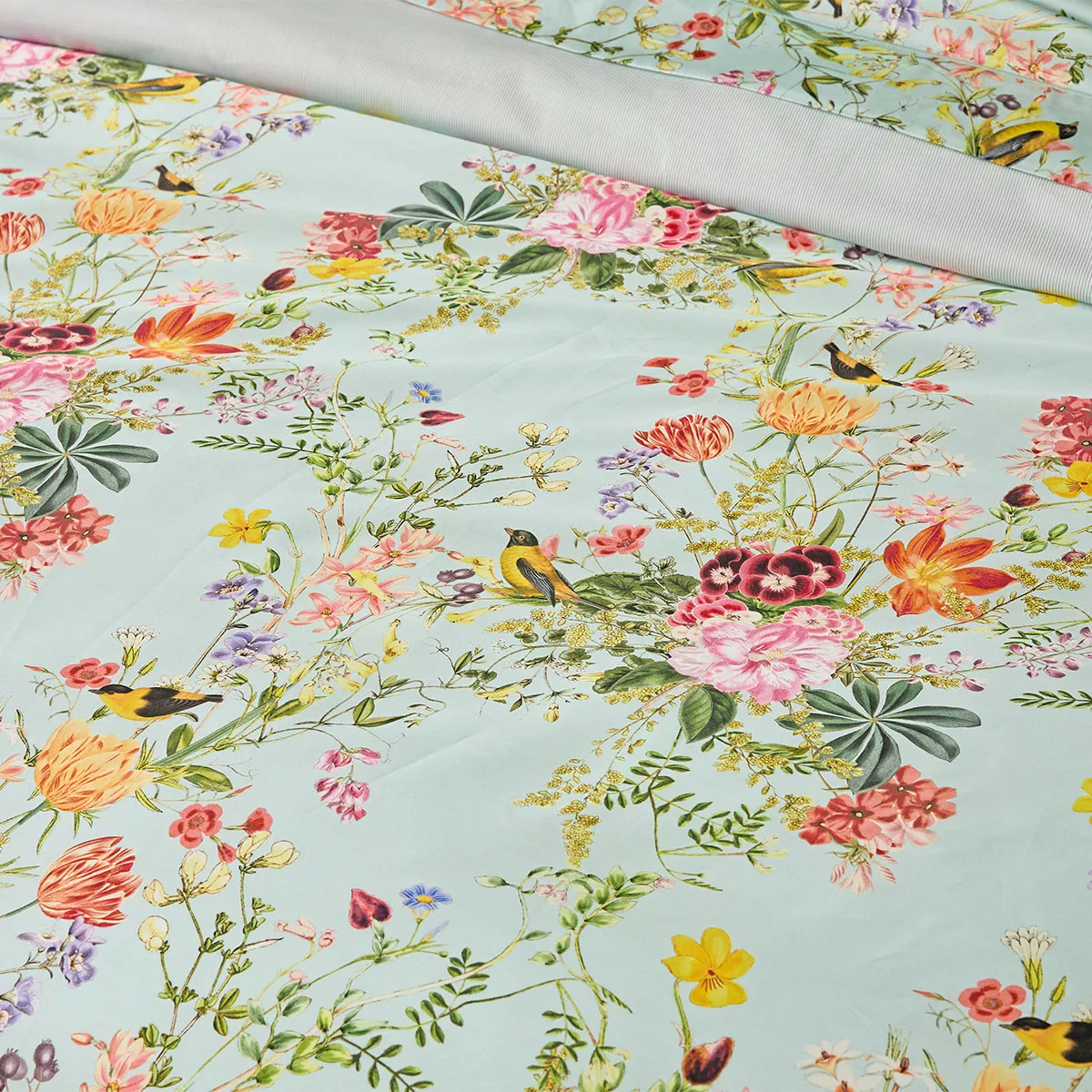Garnier Thiebaut Drap Plat Satin De Coton 120 Fils/cm² Coloris Multicolore Vert D'eau Primavera Vert D'eau