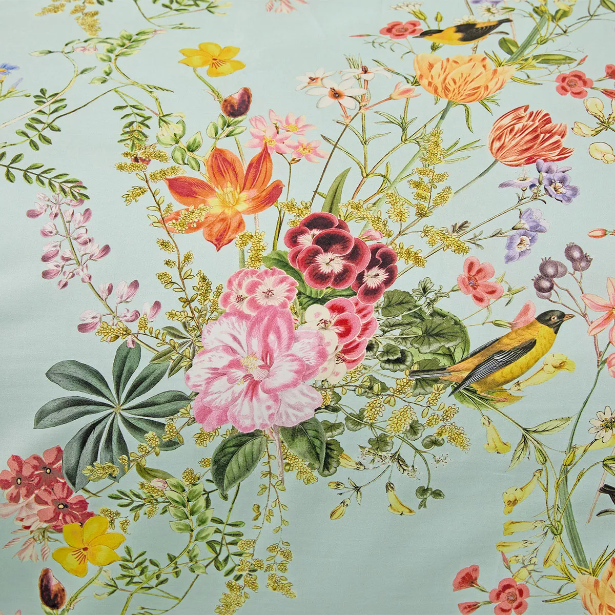 Garnier Thiebaut Drap Plat Satin De Coton 120 Fils/cm² Coloris Multicolore Vert D'eau Primavera Vert D'eau