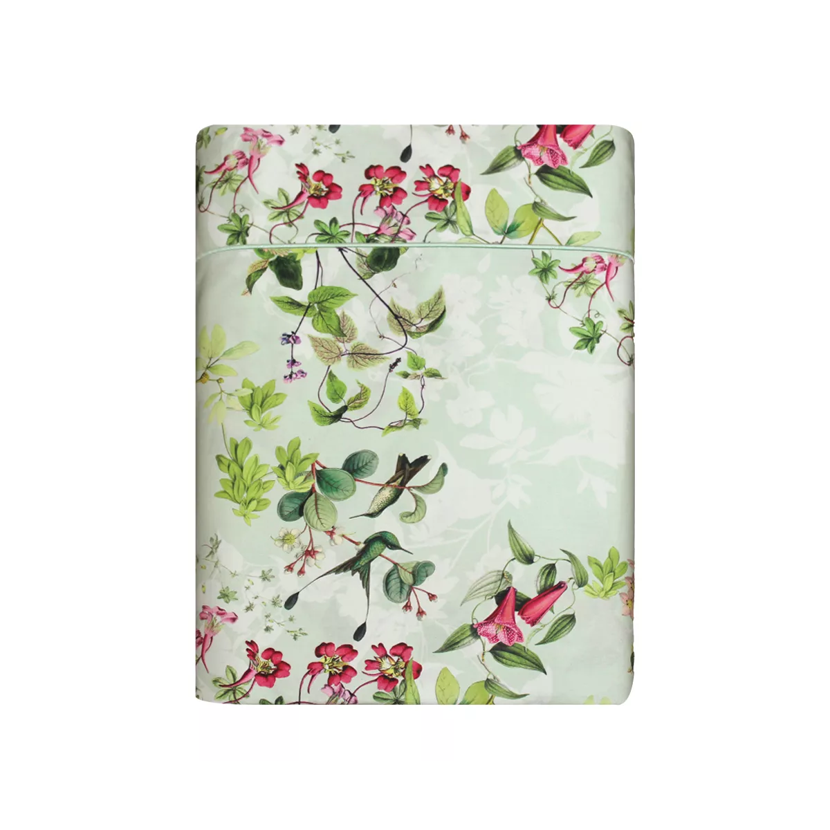 garnier thiebaut Drap plat satin de coton 120 fils/cm² coloris multicolore vert d'eau Foliage vert d'eau