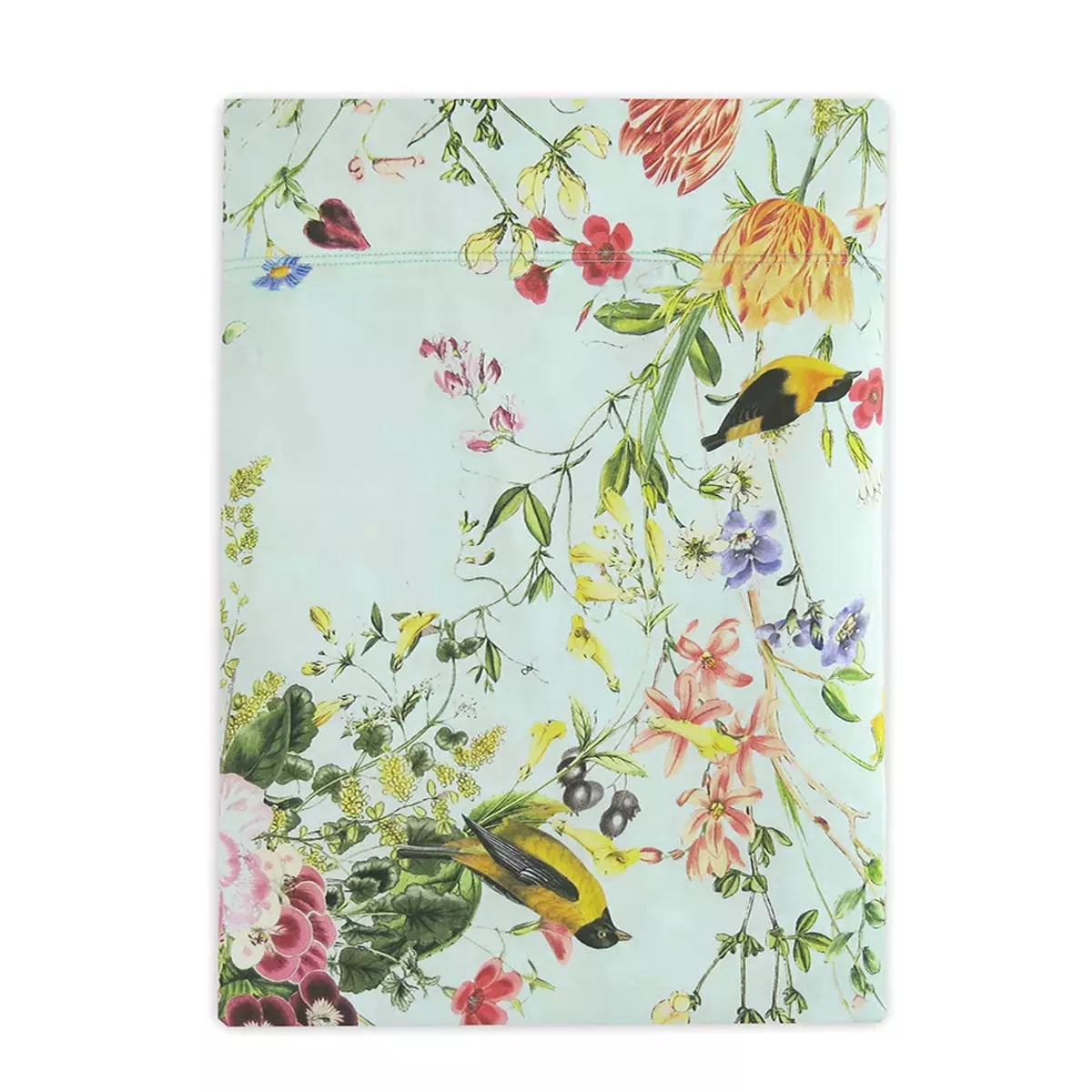 garnier thiebaut Drap plat satin de coton 120 fils/cm² coloris multicolore vert d'eau Primavera vert d'eau