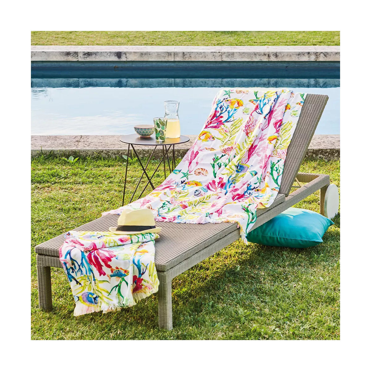 Garnier Thiebaut Fouta Pur Coton 350 G/m² Coloris Multicolore Paradis Noumea Paradis