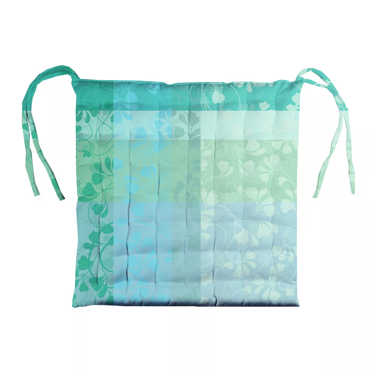 Garnier Thiebaut Galette De Chaise Pur Coton Enduit Imperméable Coloris Bleu Turquoise Mille Feuillages Turquoise