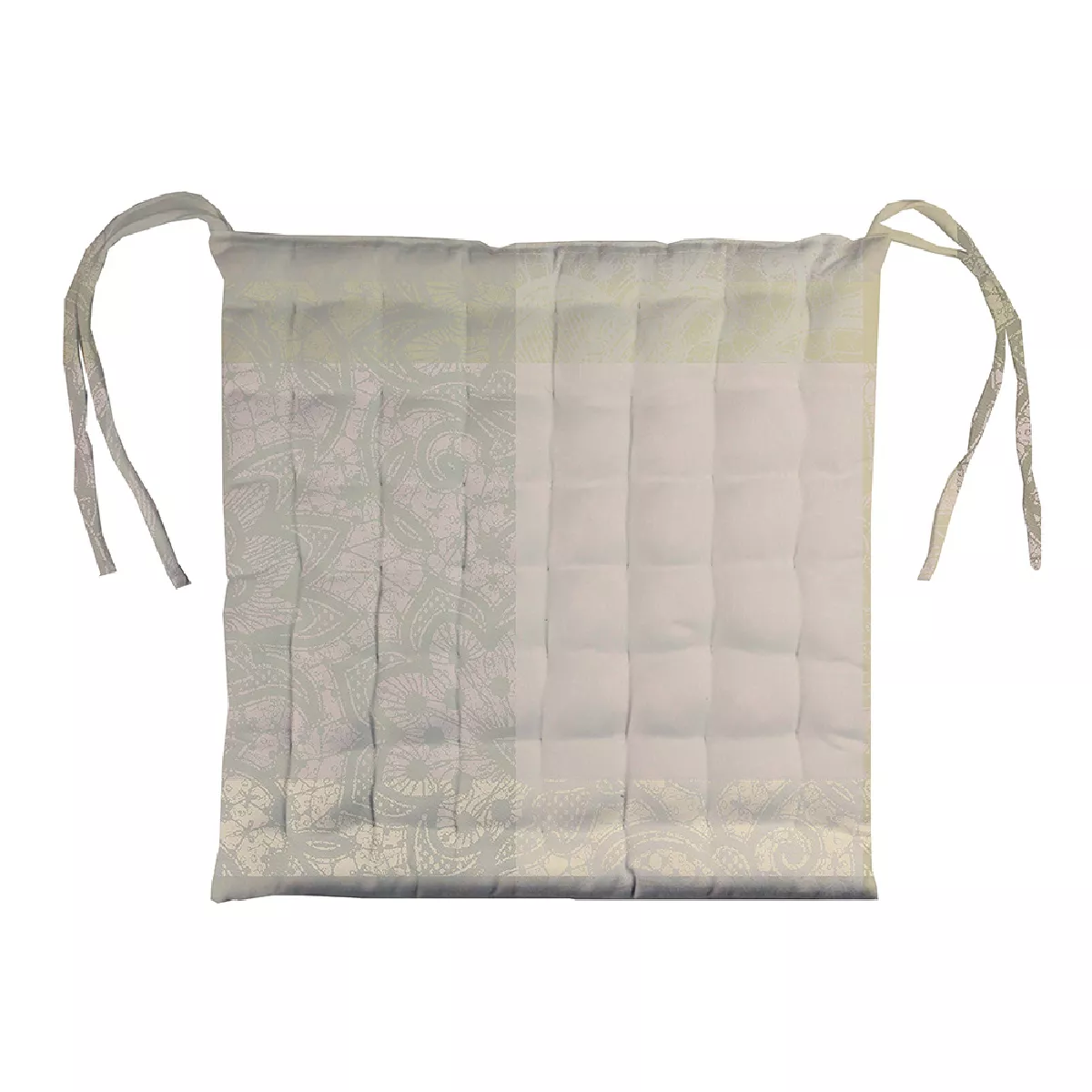 garnier thiebaut Galette de chaise pur coton enduit imperméable coloris beige naturel Mille dentelles naturel