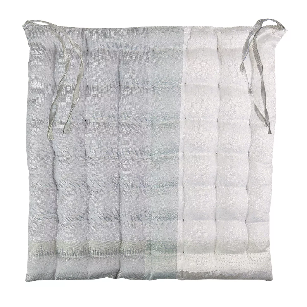 garnier thiebaut Galette de chaise pur coton enduit imperméable coloris gris vapeur Mille matieres vapeur